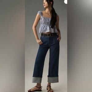 Anthropologie Pilcro Relaxed Cuff Mid-Rise Straight-Leg Jeans